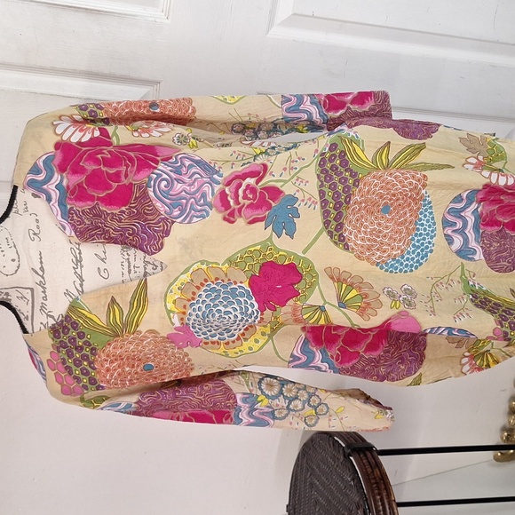 Sam Hilus Classic Tunic Floral Cotton Cover Up Women Size L - Picture 3 of 6